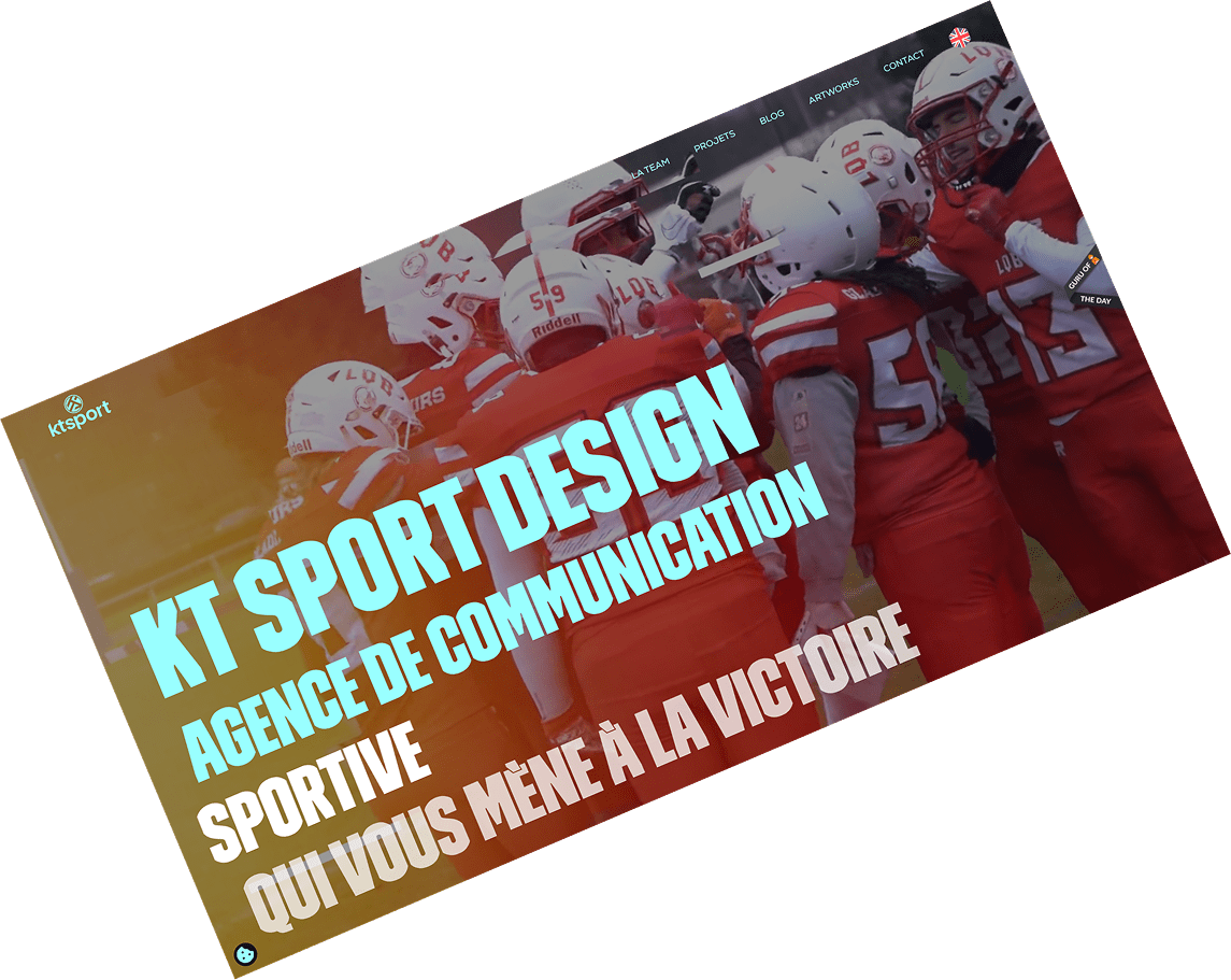 Page d'accueil sur mesure du site vitrine KT Sport Design réalisé par Morgan SCHOLZ, développeur web freelance